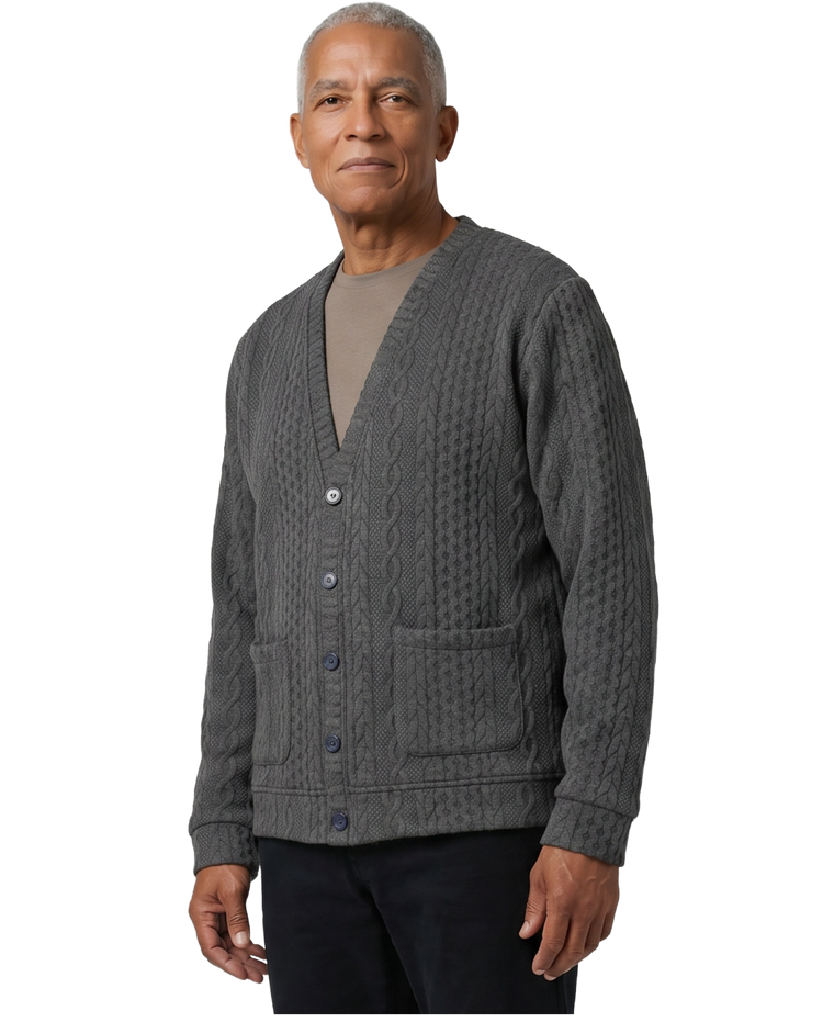 Adaptive Cardigan - Eddy | Charcoal, cropped view