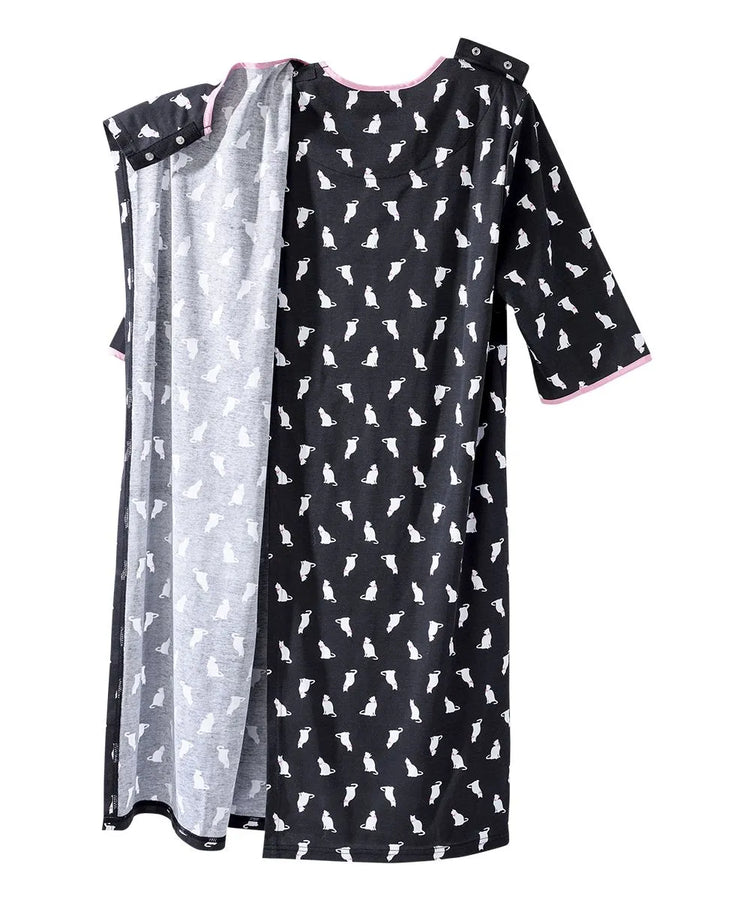 Back of the cat bows Women's Knit Open Back Nightgown