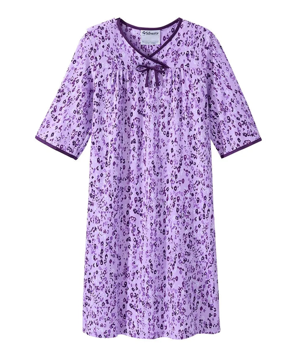Front of the lilac skin Women's Knit Open Back Nightgown