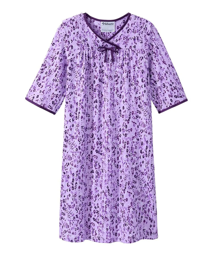 Front of the lilac skin Women's Knit Open Back Nightgown