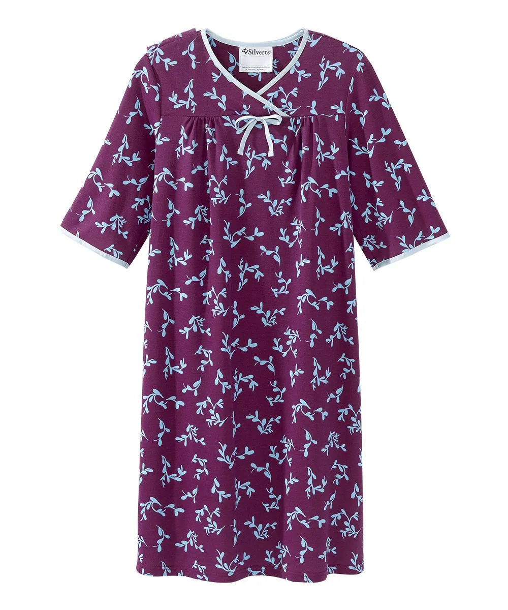 Front of the fine vines Women's Knit Open Back Nightgown