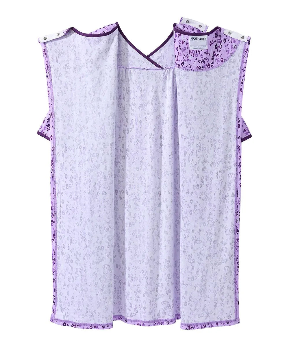 Front of the lilac skin Women's Knit Open Back Nightgown