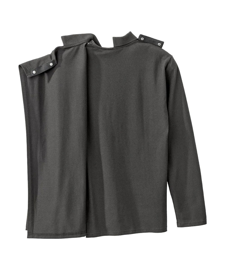 june adaptive mens long sleeve polo shirt with open back in Black
