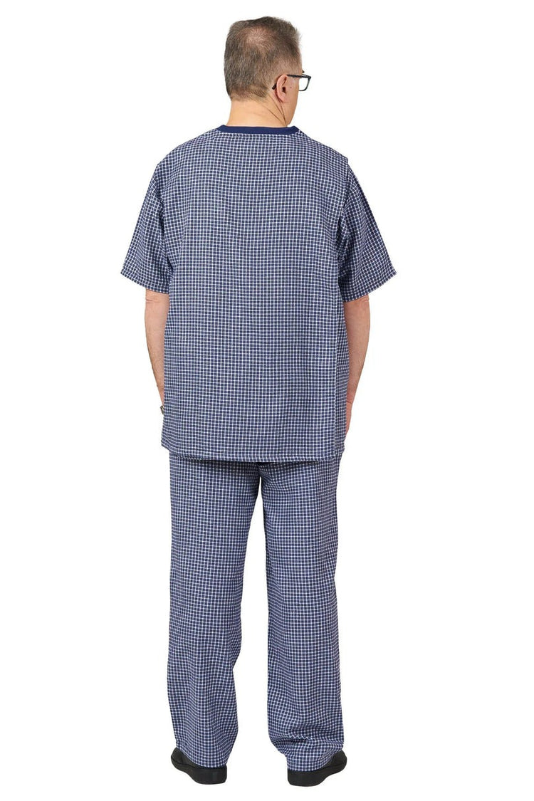 Men’s Open-Back Easy Dressing Sleepwear Set | Assisted Dressing Snap Closure Comfort Adaptive Pajama Set