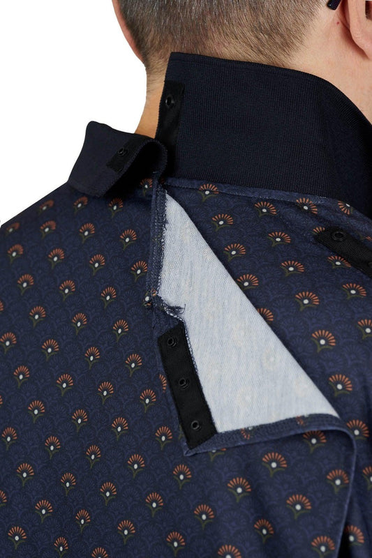 Men’s Adaptive Back-Opening Knit Polo Shirt | Easy-Dress Snap Closure Comfort Top