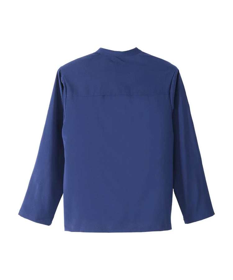 Back view of June Adaptive Senior Men's Zip Front Jacket in navy, highlighting the clean and modern silhouette