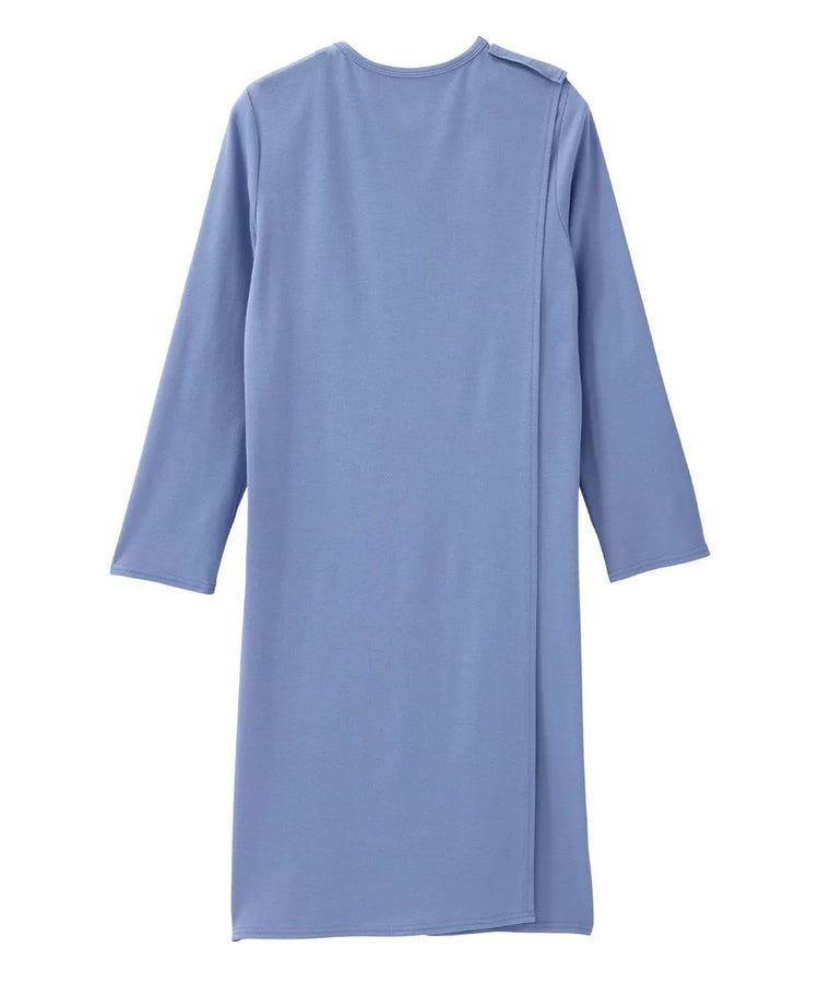 Women's Long Sleeve Nightgown with Back Overlap No Peek