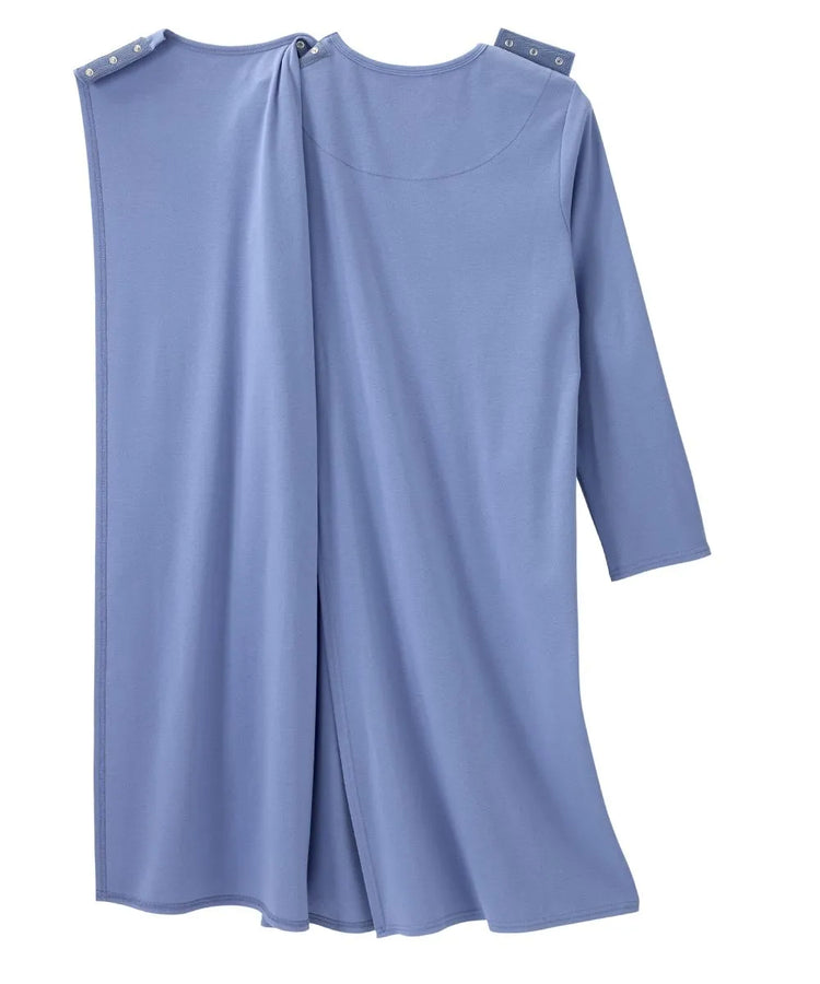 Women's Long Sleeve Nightgown with Back Overlap No Peek