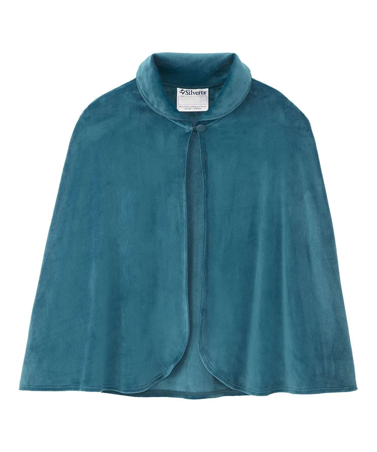 Front view of the NAvy women's sleep cape, showcasing the elegant and flowy design with a high collar for extra warmth and comfort