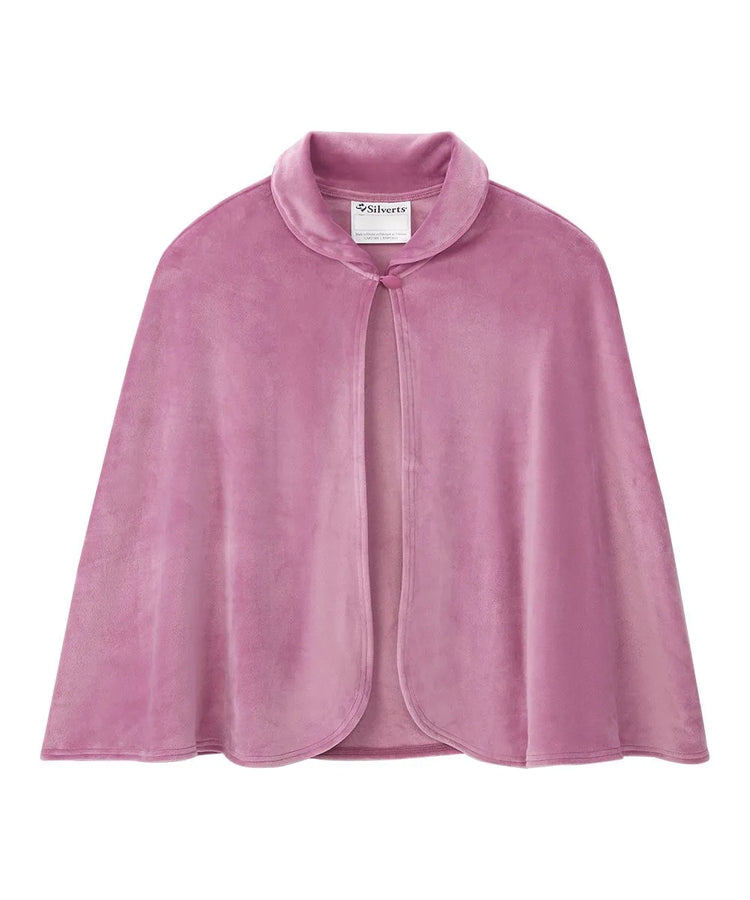 Front view of the Pink women's sleep cape, showcasing the elegant and flowy design with a high collar for extra warmth and comfort