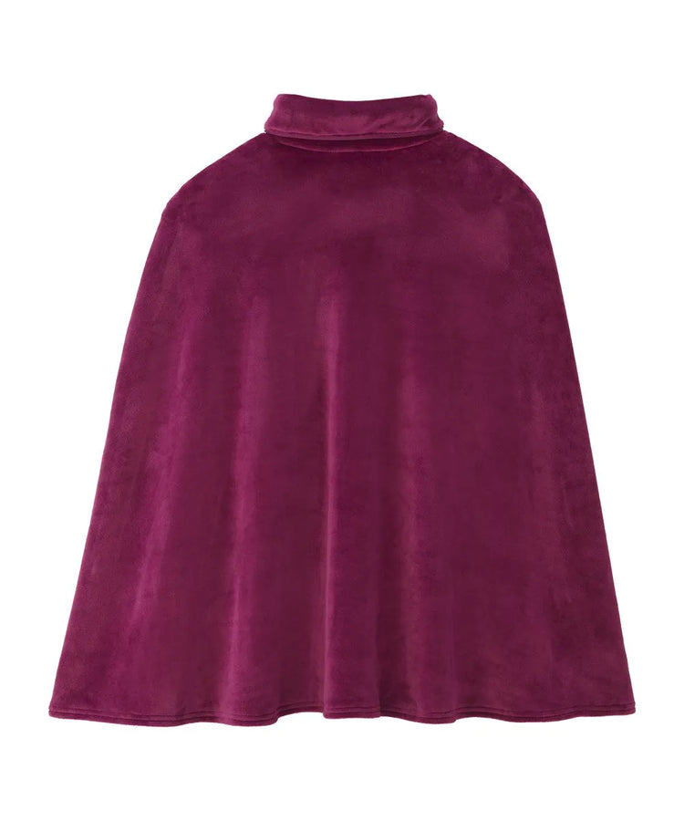 Wine women's cozy sleep cape on a white background, featuring a soft fleece texture and a comfortable draped design for easy wear