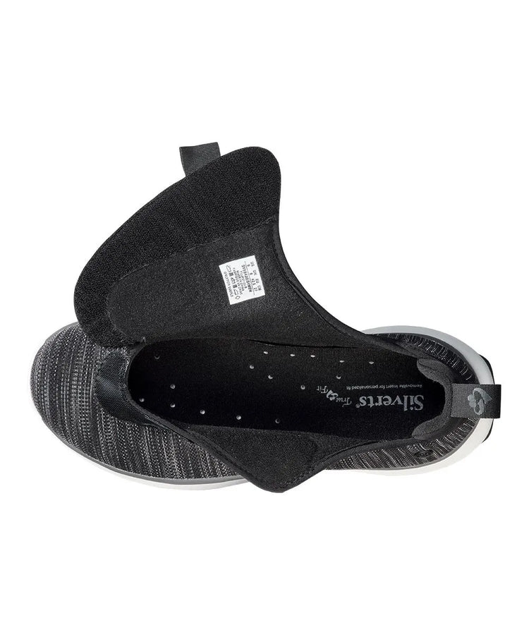 men's extra-wide adaptive footwear featuring easy-touch closures and a sleek black and gray mesh upper for superior ventilation