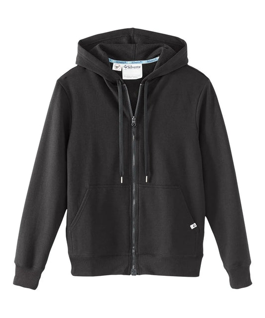 Front view of June Adaptive Men’s Magnetic Zipper Hoodie in Black with pockets and hood.