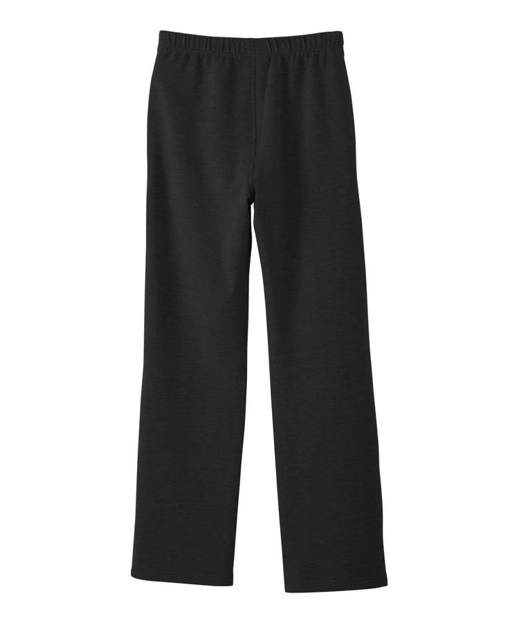 Detailed view of the June Adaptive Men's Black Pants showing the soft fleece material and adjustable closures.