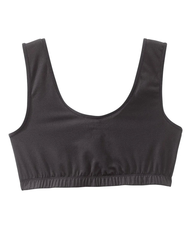 Back of Women's Front Snap Closure Adaptive Bra Black back view