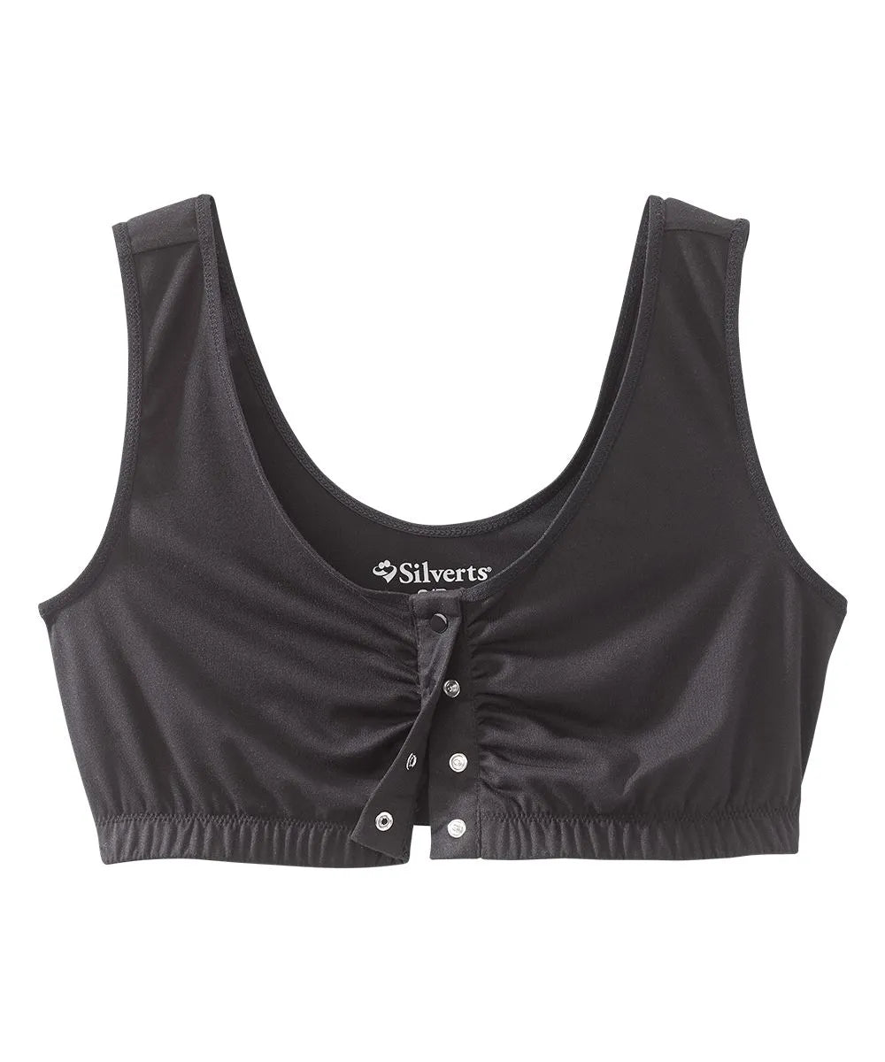 Open Women's Front Snap Closure Adaptive Bra Black open