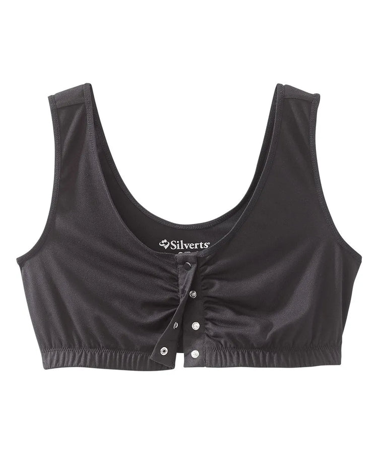 Open Women's Front Snap Closure Adaptive Bra Black open