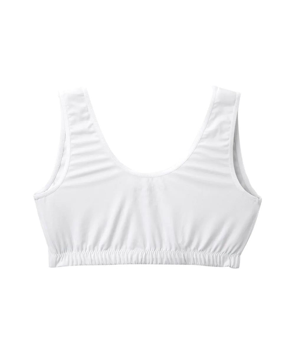Back of Women's Front Snap Closure Adaptive Bra White/Grey back