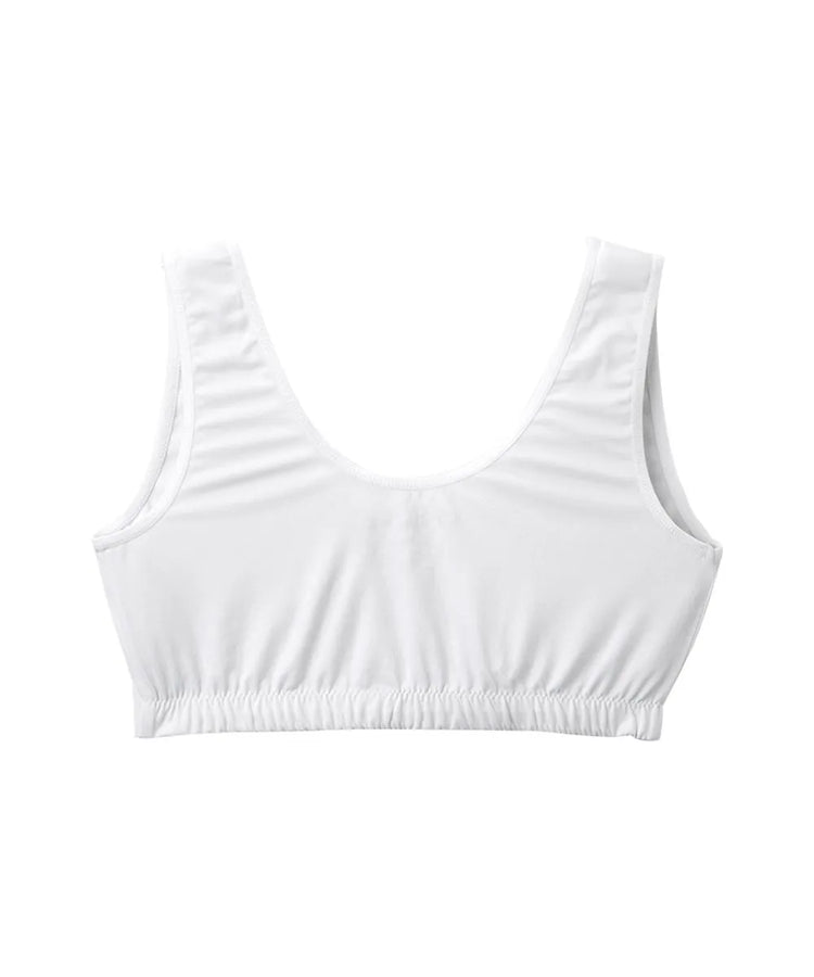 Back of Women's Front Snap Closure Adaptive Bra White/Grey back