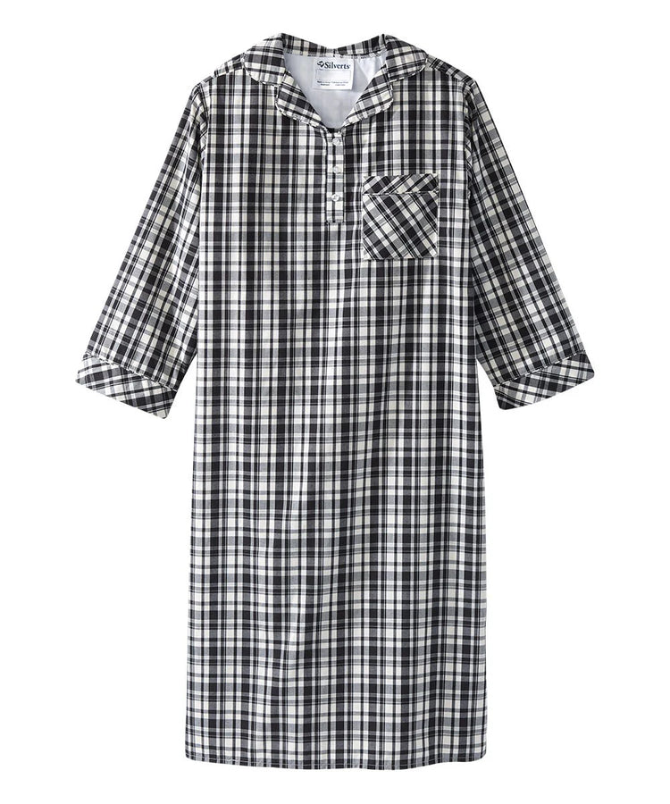 Men's Collared Nightgown with Back Overlap front