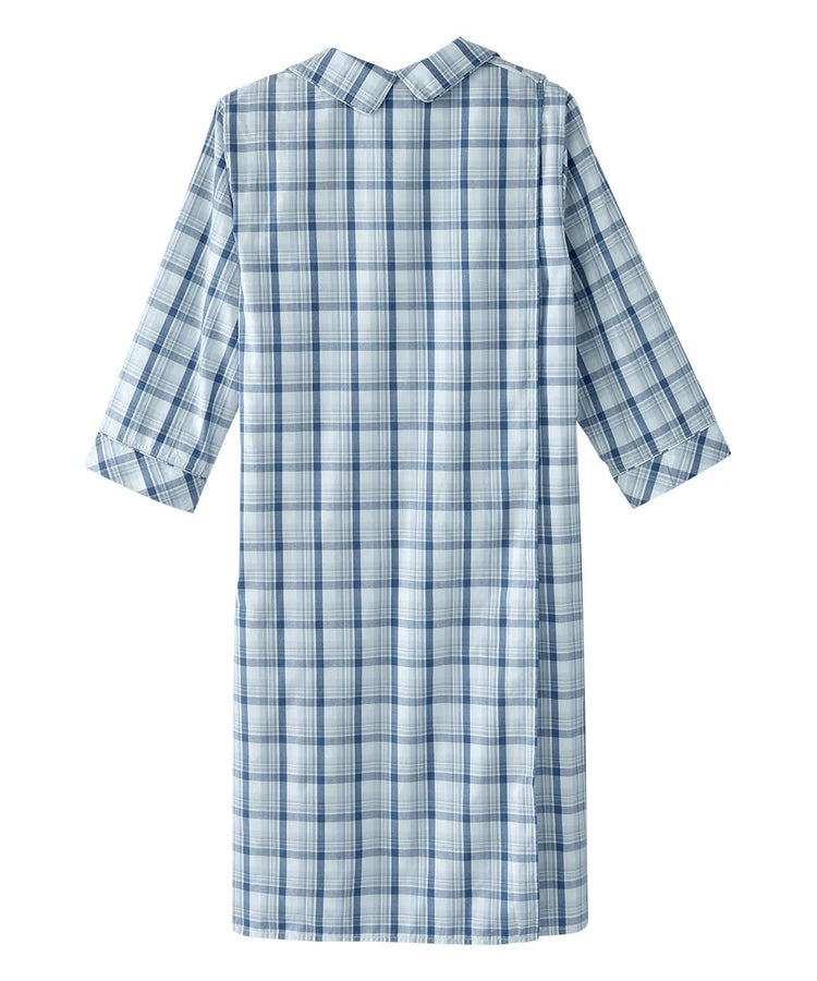 Men's Collared Nightgown with Back Overlap back
