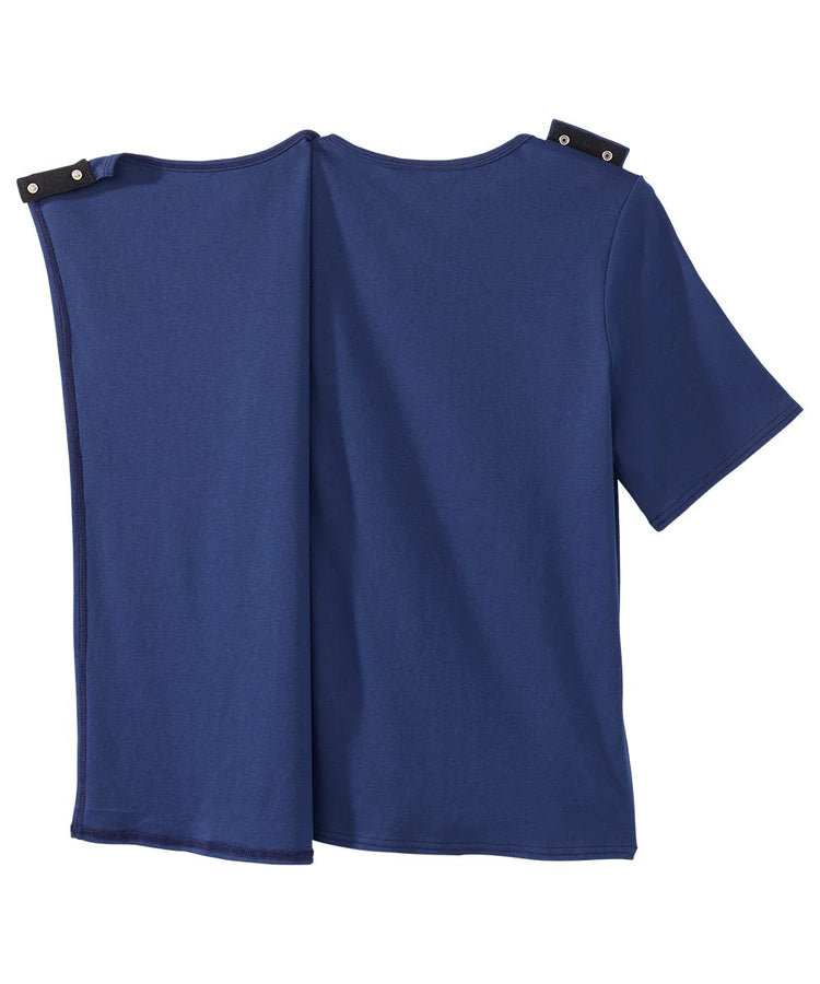 Women's Navy Diamond neck tee with back overlap half open back