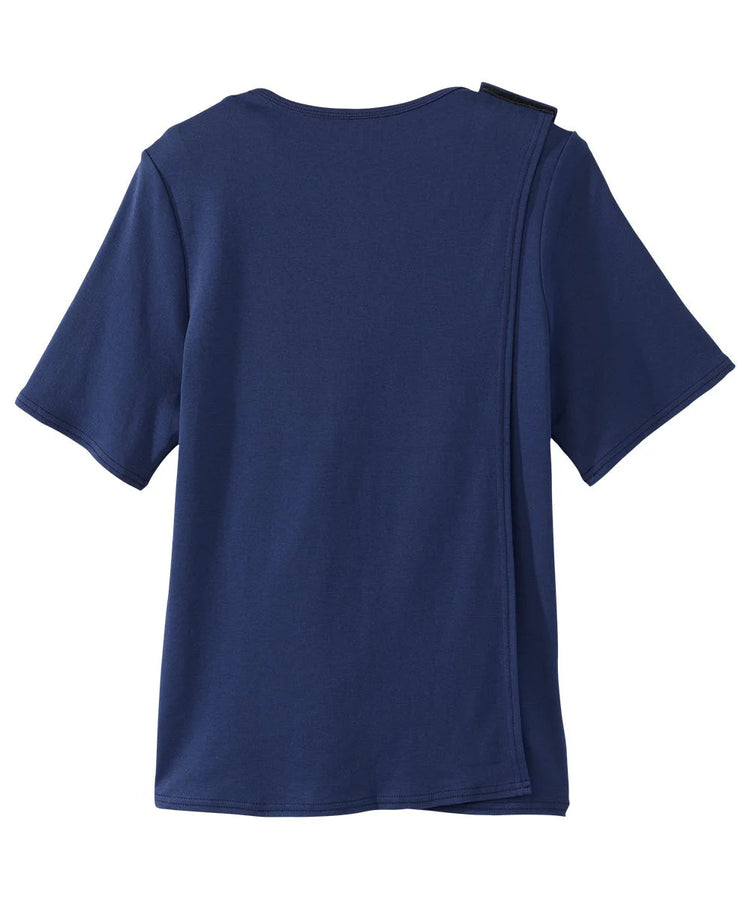 Women's Navy Diamond neck tee with back overlap closed back