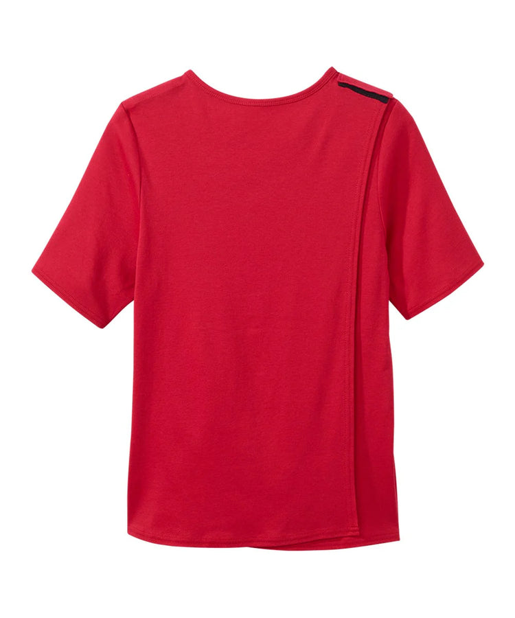 Women's Red Diamond neck tee with back overlap closed back