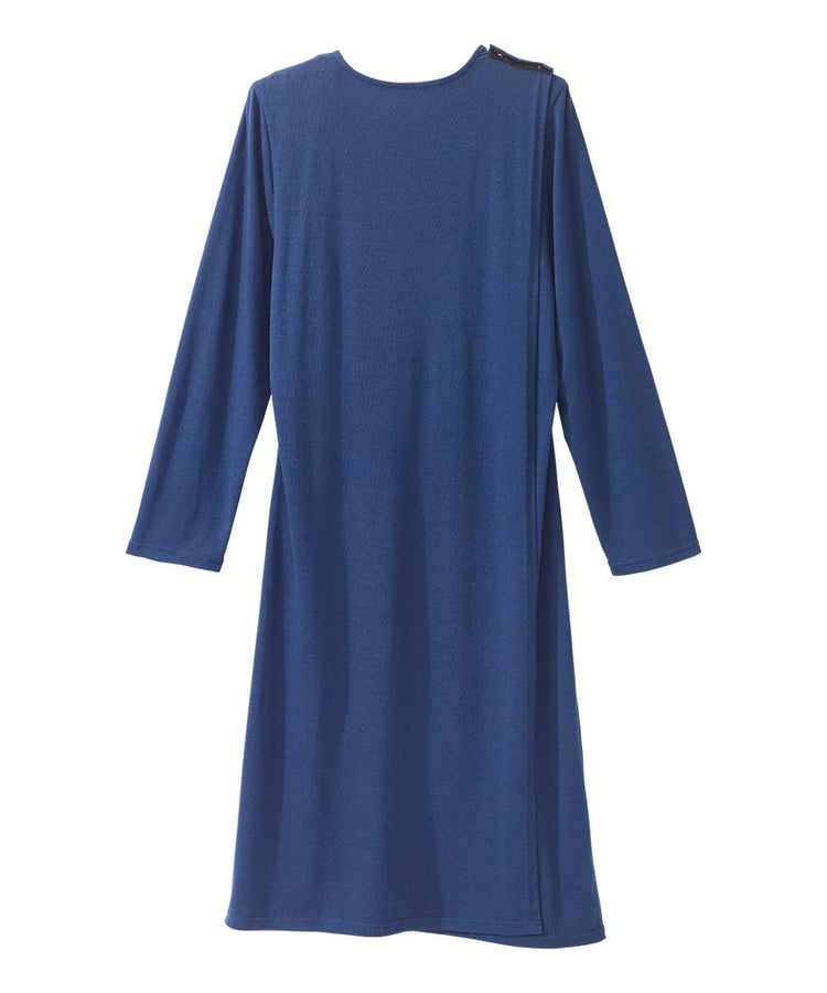 Women's Lace Trim Nightgown with Back Overlap blue closed back