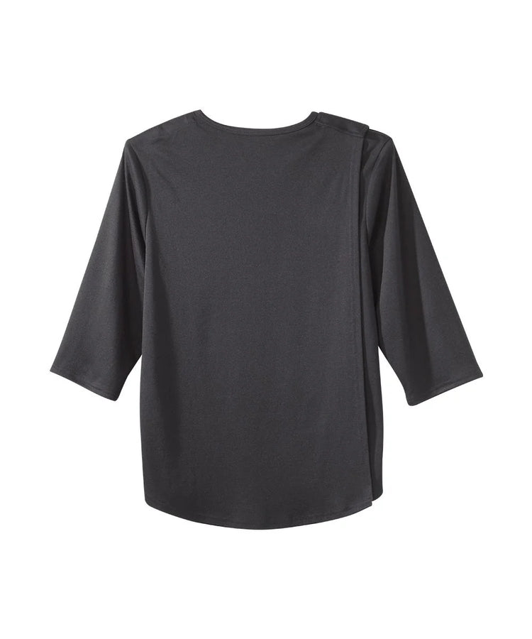 Women's Embroidered Flower Tee with Open Back black closed back