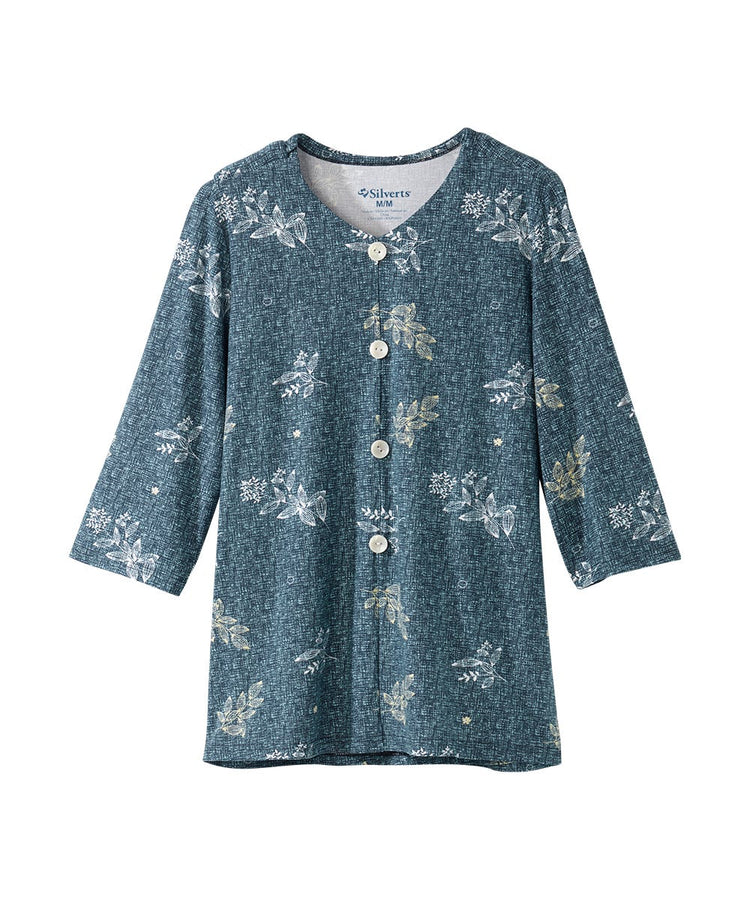 Women's Faux Button Top with Back Overlap Front