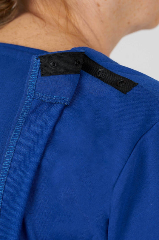 Easy-Access Open-Back Snap Closure Shirt for Assisted Dressing | Lightweight Terry Knit Adaptive Top