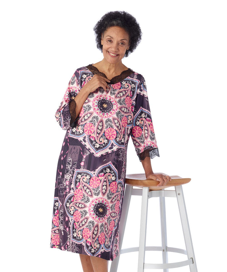 Women's Lace Night Dress with Back Overlap