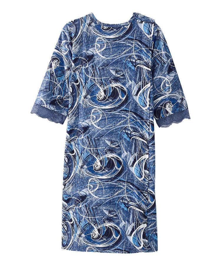 Women's Lace Night Dress with Back Overlap