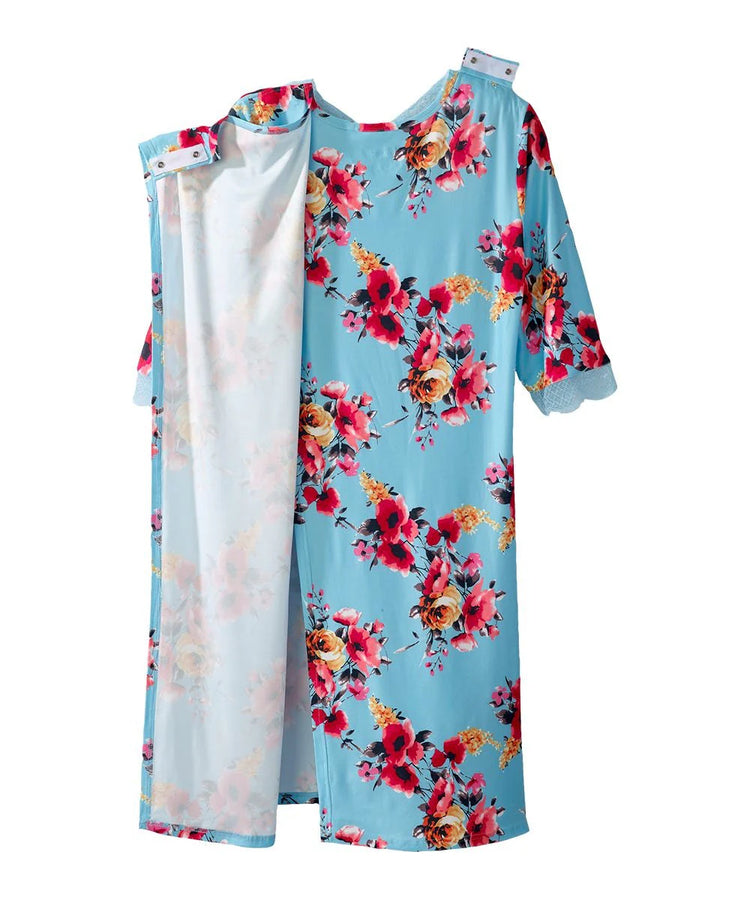 Women's Lace Night Dress with Back Overlap