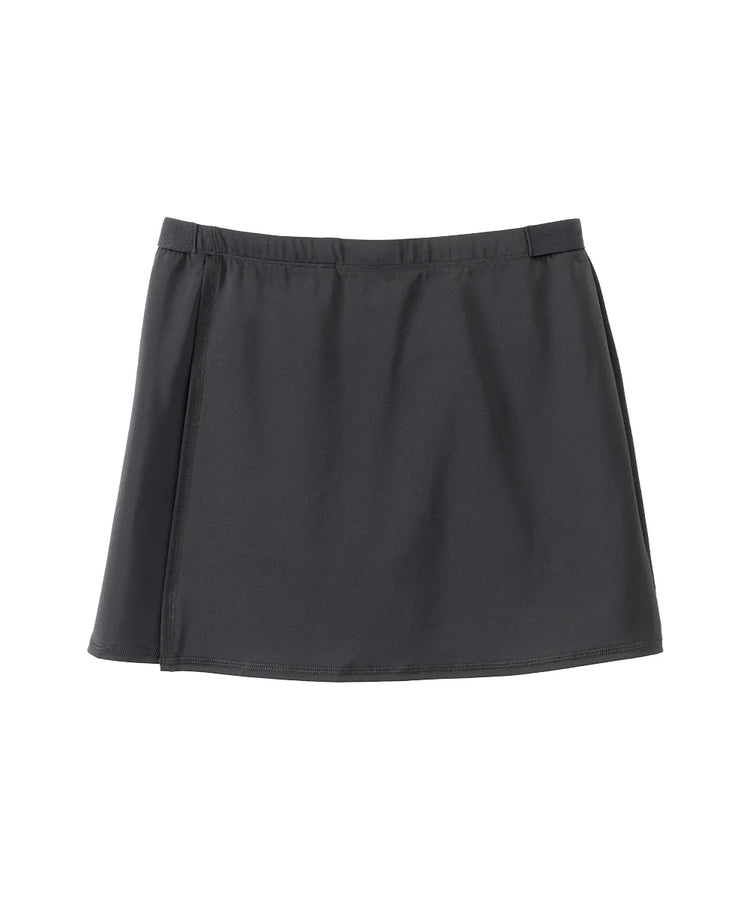 women's black swim skirt back