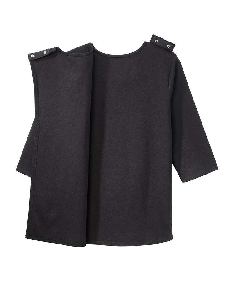 Women's 3/4 Sleeve Embroidered top with Back Overlap