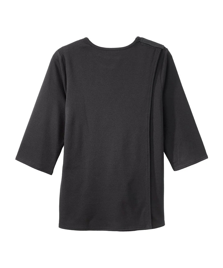 Women's 3/4 Sleeve Embroidered top with Back Overlap