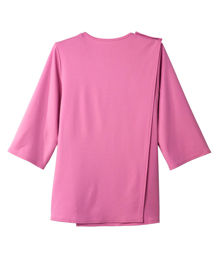 Women's 3/4 Sleeve Embroidered top with Back Overlap