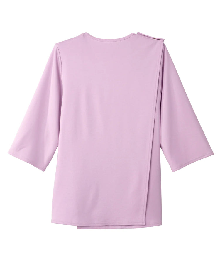 Women's 3/4 Sleeve Embroidered top with Back Overlap