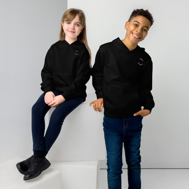 Black Kidswear hoodie featuring a "beautiful mind" design.