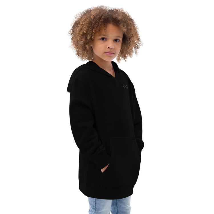 Right - Front Black Kidswear hoodie features a vibrant design that says "You're loved".