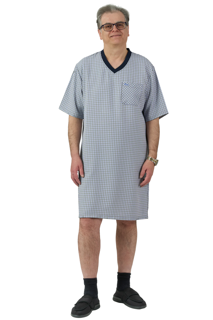 Adaptive Nightshirt - Mitch | Navy, front detail