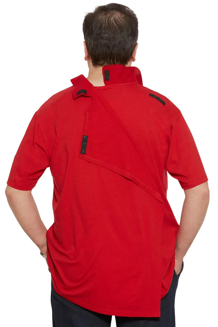 Men’s Adaptive Back-Opening Knit Polo Shirt |Assisted Dressing Snap Closure Comfort Top