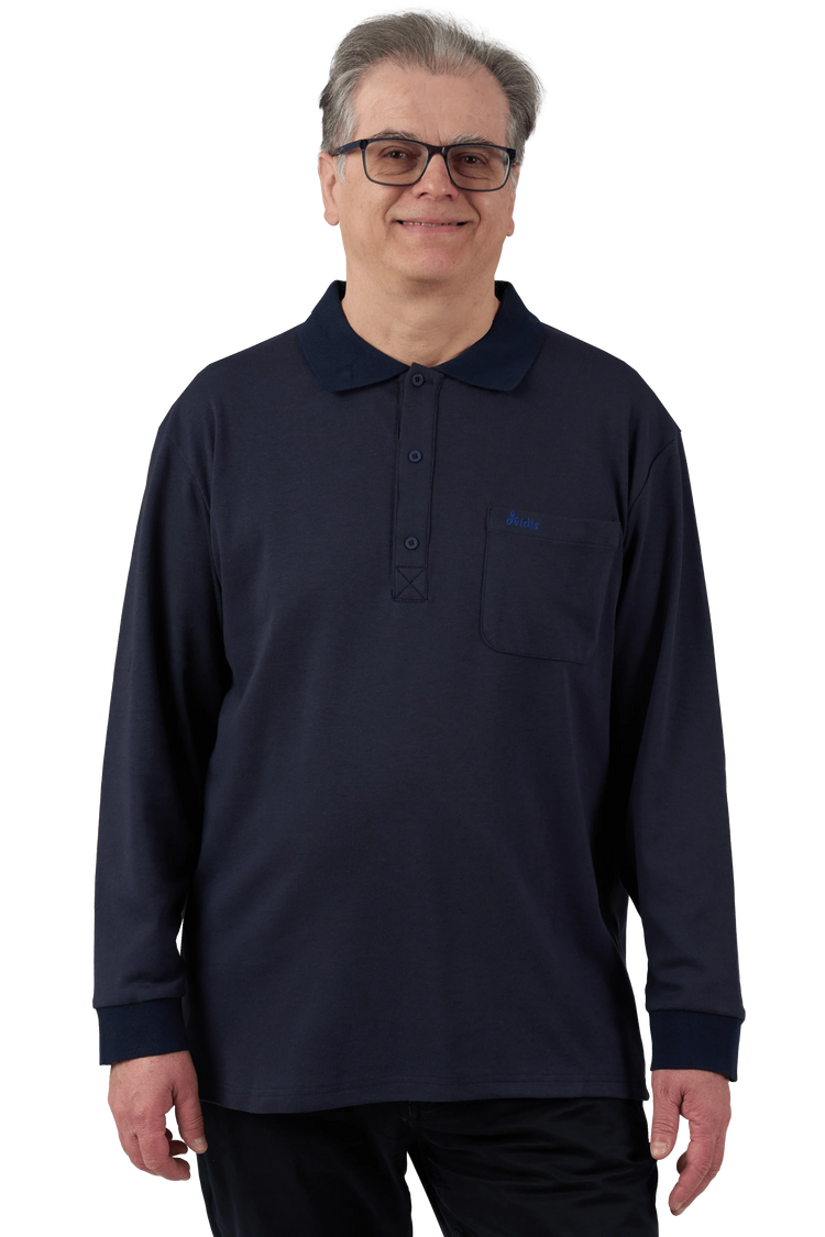 Adaptive Polo Shirt - Thomas | Navy, front detail 2