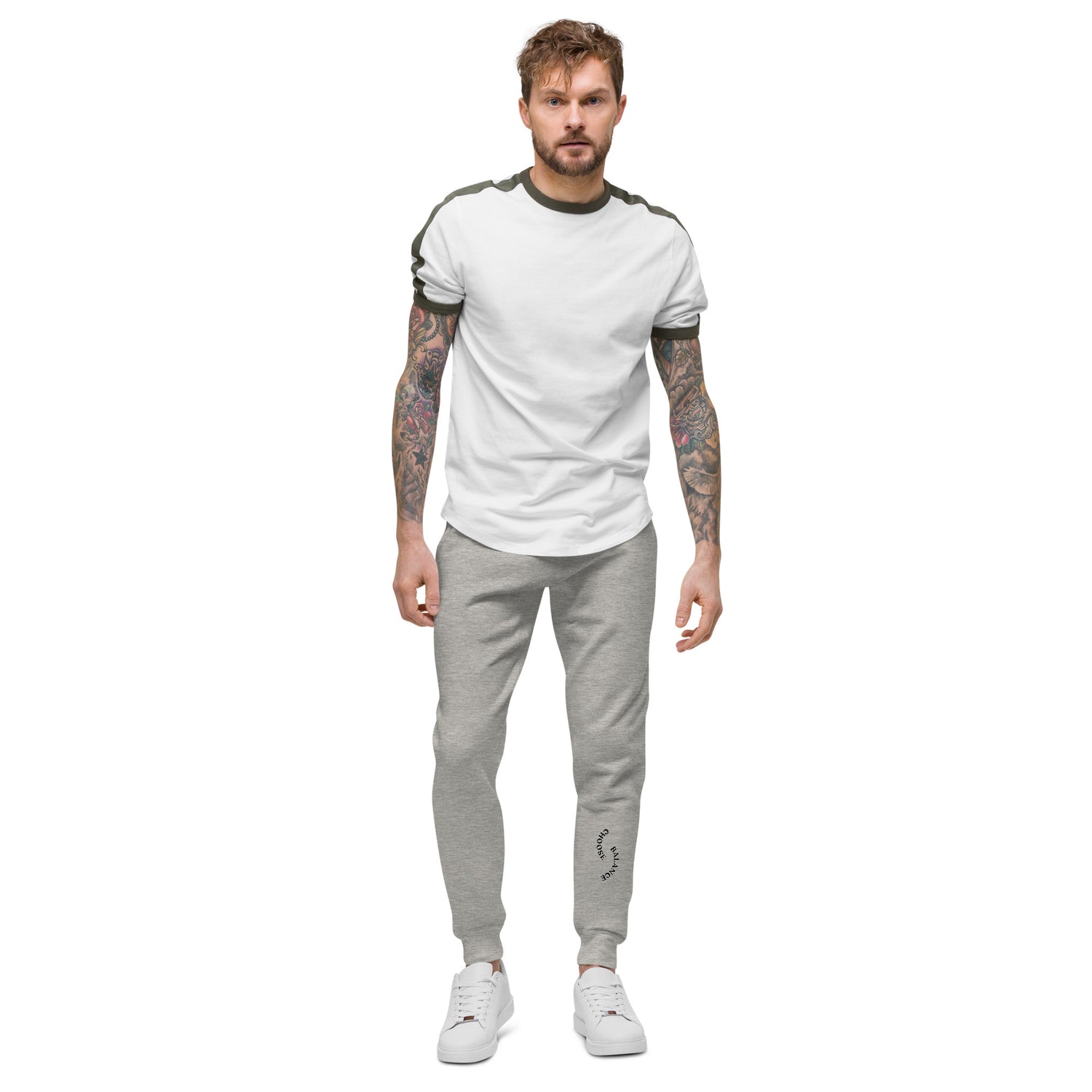 Full Length Grey Sweat pant with "Choose Balance" printed on left lower leg.