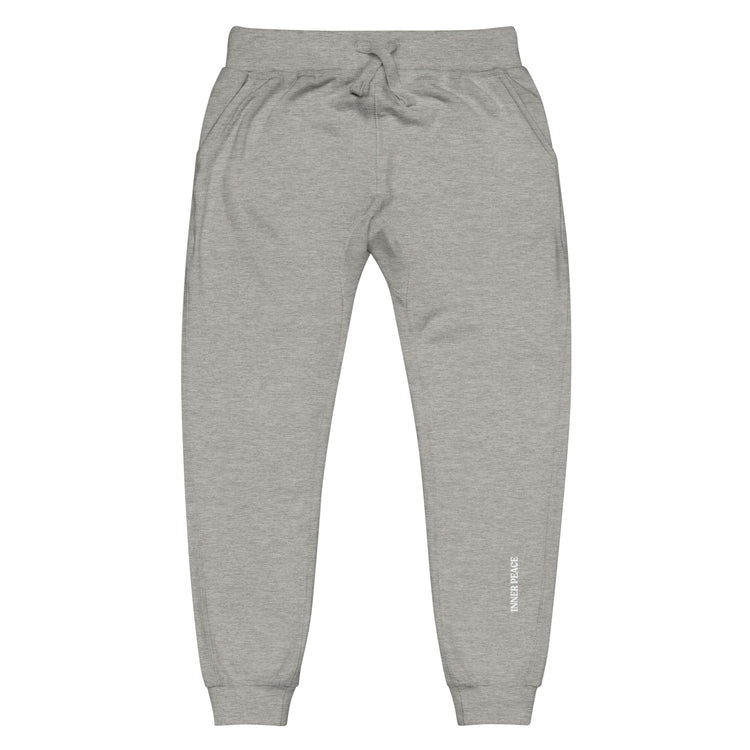  Full length grey sweat pant that supports "Inner peace".