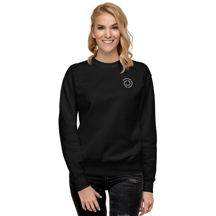 Black Crewneck Sweatshirt that helps find "Inner peace".