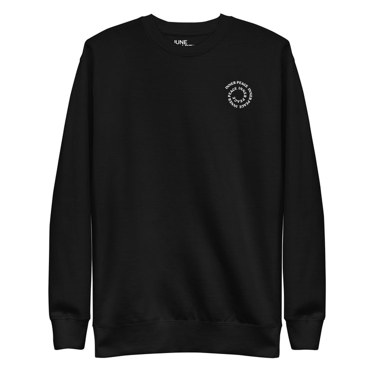 Black Crewneck Sweatshirt with "Inner peace" design, for a positive mindset.