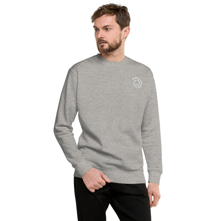 Grey Crewneck Sweatshirt that helps find "Inner peace".